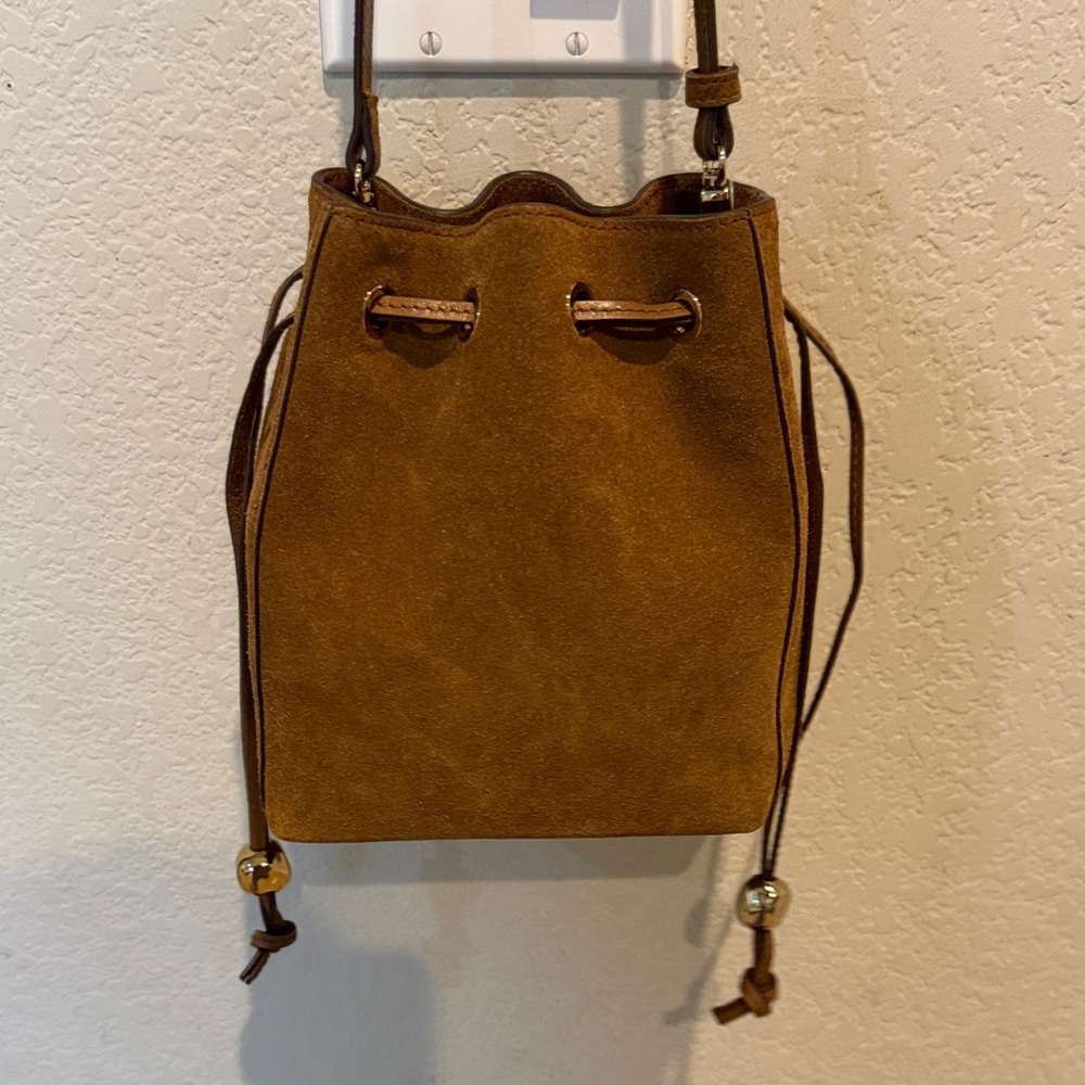 🤎 MADEWELL 🤎 Brown Suede Drawstring Shoulder Bucket Bag